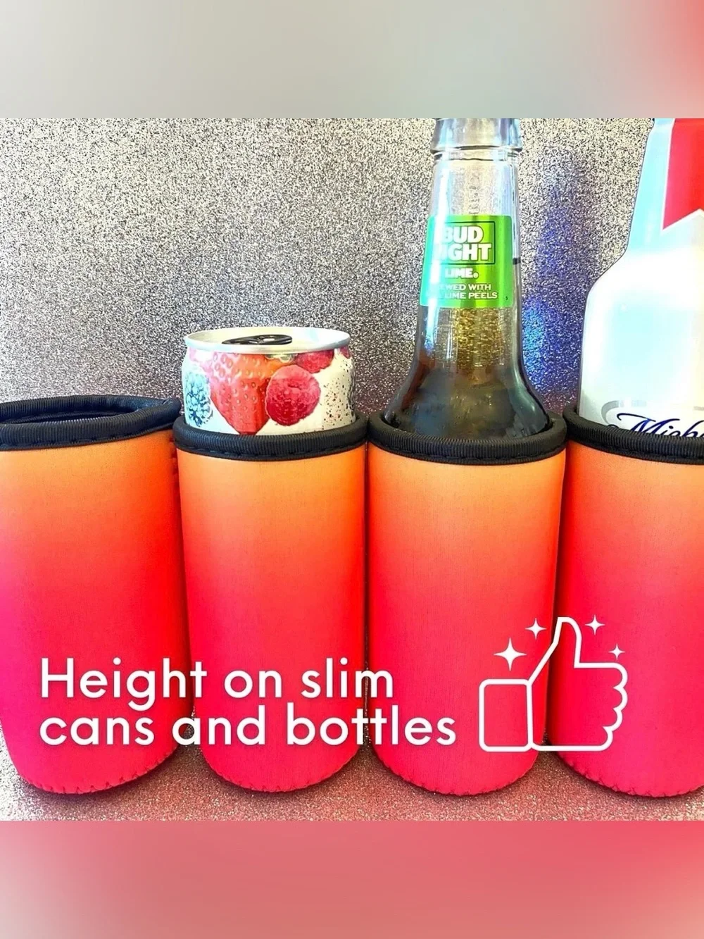 Cana Capri Colorful Neoprene Slim Can and Bottle Coolers-12oz, Set Of 4